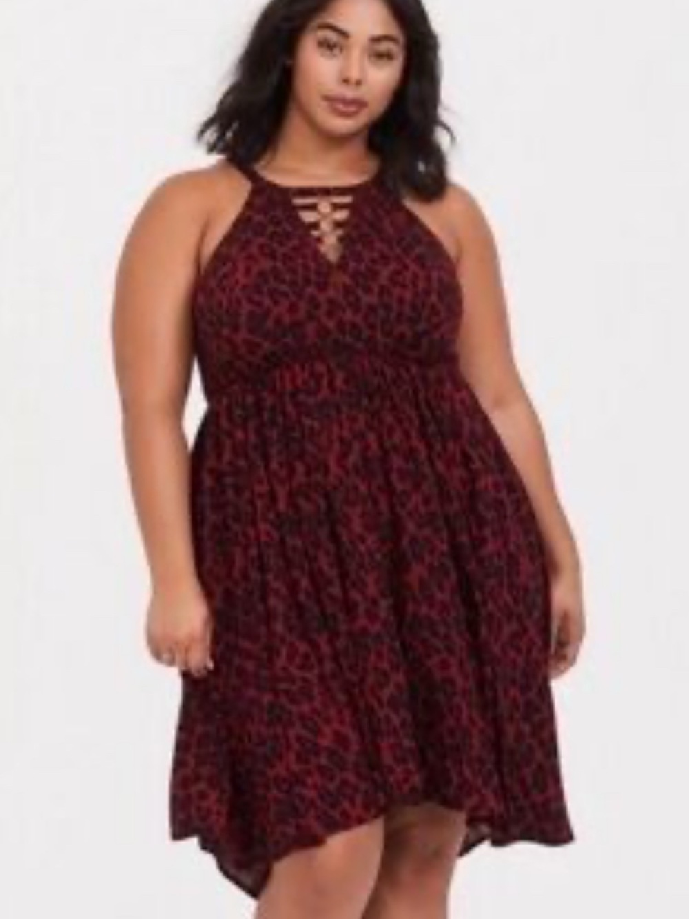 torrid Red Leopard Halter High-Low Dress